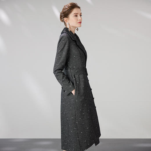 EITIE爱特爱冬季新款时尚洋气复古显瘦收腰系带连衣裙女裙6807525 商品图2