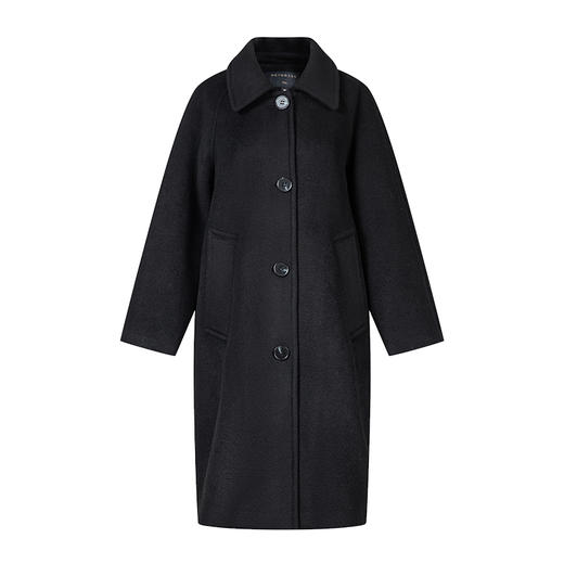 HeyDress黑色经典毛呢外套女秋冬宽松显瘦羊毛大衣气质双面呢 商品图5