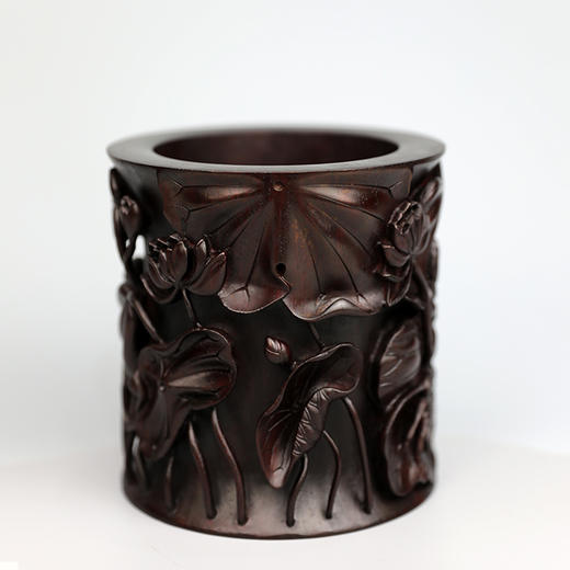 荷蟹/和谐°黑檀笔筒 商品图1