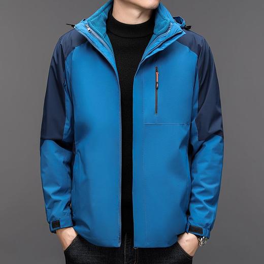 秋冬新款男士加绒三合一冲锋衣休闲连帽户外运动夹克外套上衣男装 商品图3