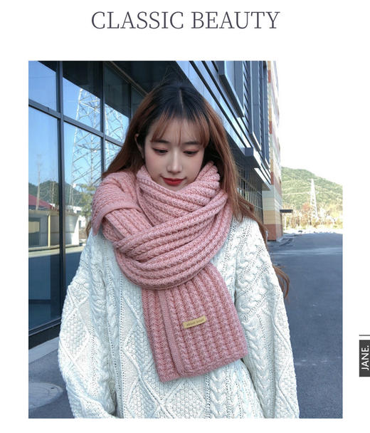 【多种造型搭配！打破沉闷】桐庐红色毛线围巾冬季新款，针织围脖新年礼物围巾围巾女款时尚秋冬，柔软亲肤不扎人 手工细腻编织 多色可选-QQ 商品图11