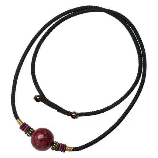 朱砂吊坠锁骨链，原矿朱砂，手工结绳 商品图5