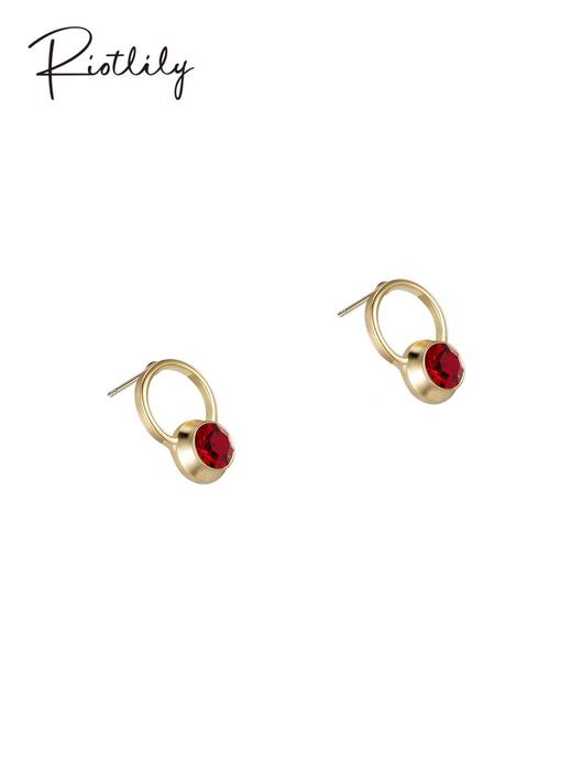 1F【Riotlily艾特里里】Riotlily/艾特里里新年系列耳环复古优雅红色钉坠镂空圆环新品女 商品图2