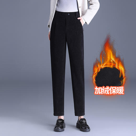 MYX-YBS-38111-L加绒保暖时尚宽松锥形裤2023年冬款松紧腰气质休闲九分哈伦裤 商品图1