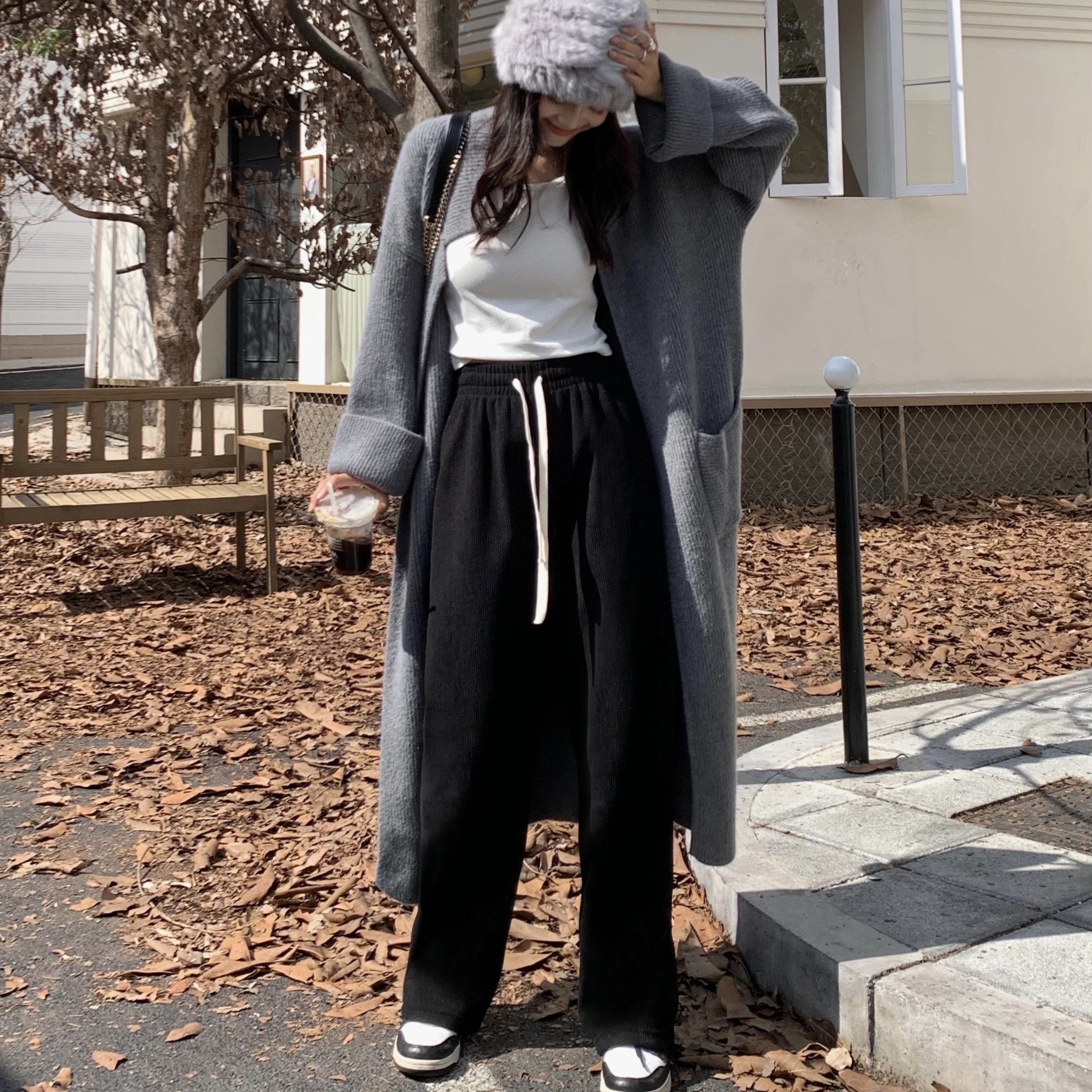 【个性＆韩范＆气质】KEMU壳木灯芯绒加绒阔腿裤 绒粒细腻饱满柔软亲肤 多色可选 显高显瘦百搭时尚