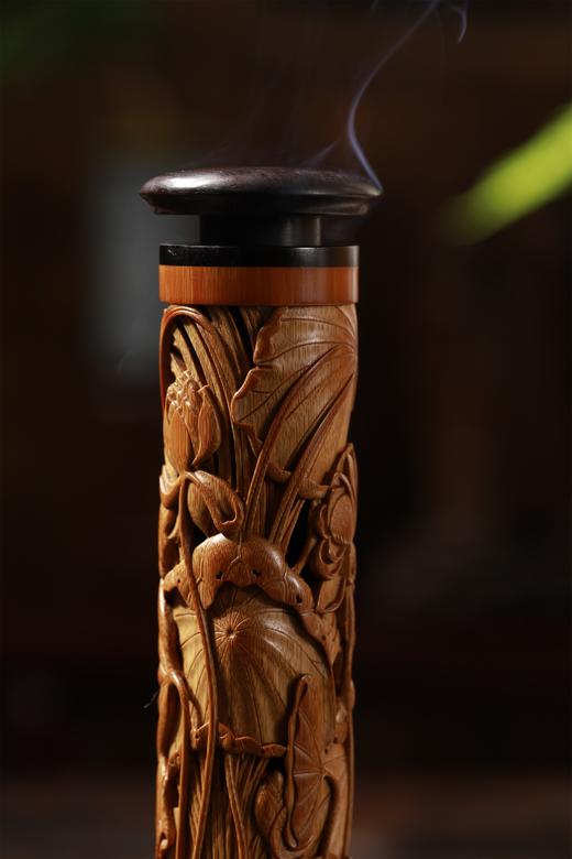 《荷蟹/和谐》竹雕香筒 商品图8