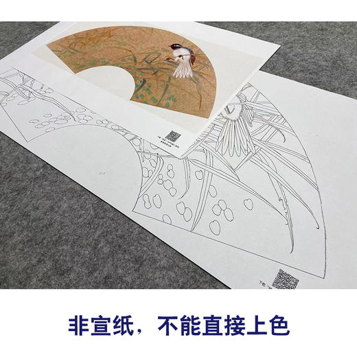 【大彩图】张建军工笔画白描底稿扇面小品临摹勾线花鸟线稿A347 商品图2