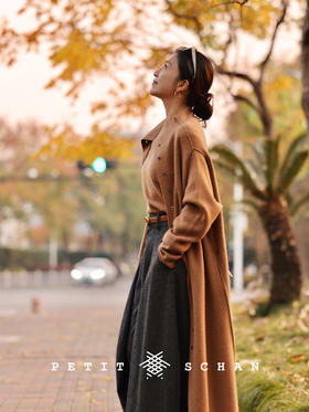 PETIT SCHAN小闪 CLO#173 city chatter 絮语 秋冬高端针织系列羊毛羊绒经典长开衫针织外套