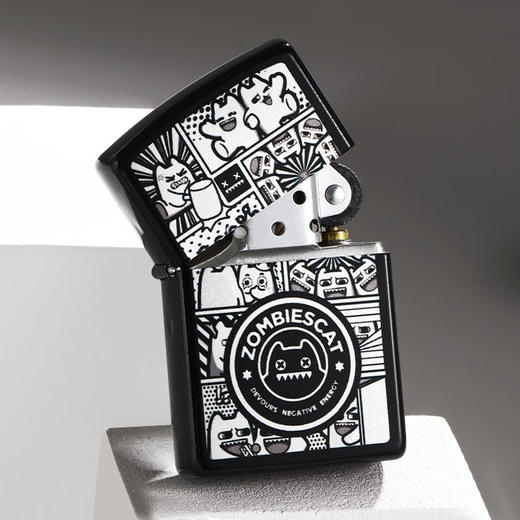 ZIPPO  打火机  煤油打火机  魔鬼猫-镀银表情猫套装 商品图1