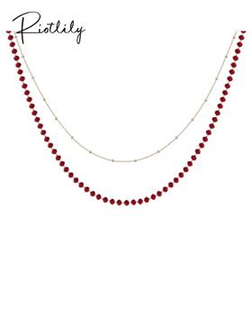 1F【Riotlily艾特里里】Riotlily/艾特里里新年系列项链双层叠戴红水晶短链柔美优雅颈链