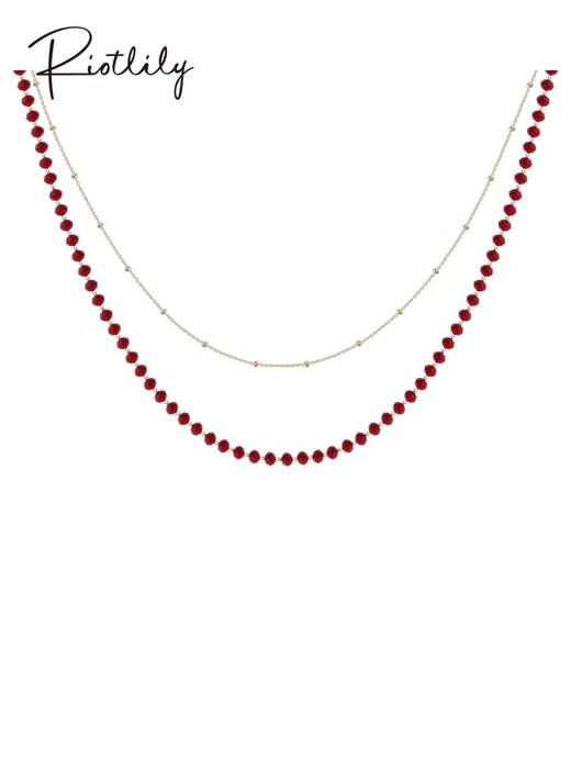 1F【Riotlily艾特里里】Riotlily/艾特里里新年系列项链双层叠戴红水晶短链柔美优雅颈链 商品图0