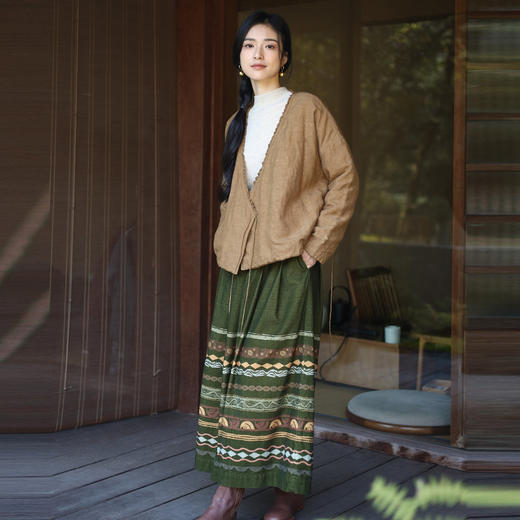 绽放887/【IP黄河记忆系列】天丝亚麻花边拼接新中式斜襟棉服棉衣 商品图2