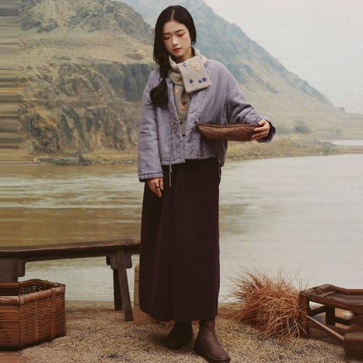 绽放973朵/【IP黄河记忆系列】亚麻色织新中式手工南瓜扣棉服棉衣 商品图0