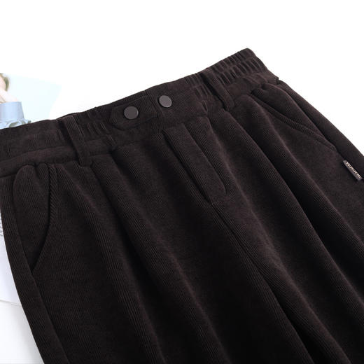 MYX-YBS-38111-L加绒保暖时尚宽松锥形裤2023年冬款松紧腰气质休闲九分哈伦裤 商品图3