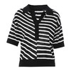 EITIE爱特爱春季新款款时尚百搭条纹V领套头针织衫女上衣7301006 商品缩略图5