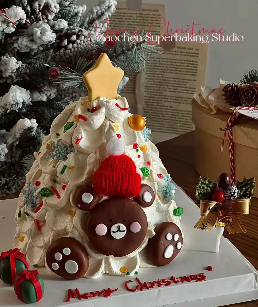 黑巢-小熊圣诞树生日蛋糕生日蛋糕