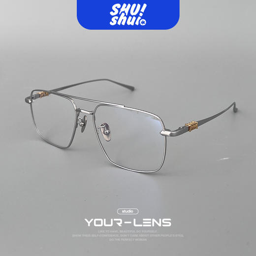 机能战士！飞行员双梁纯钛眼镜框 大脸显小男女皆可 可佩墨镜或变色镜片 商品图0