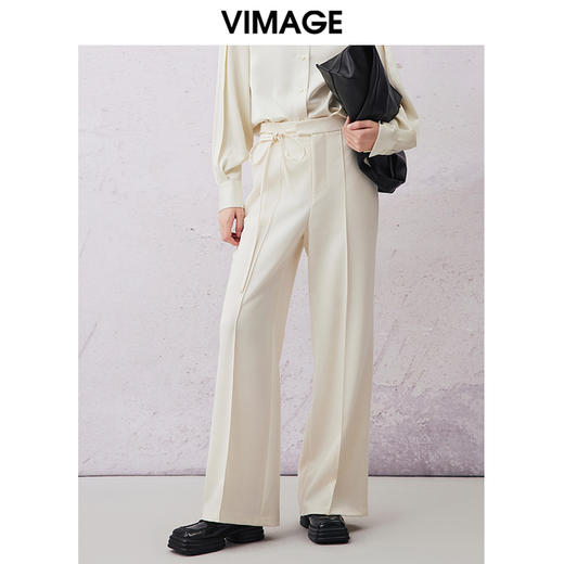 VIMAGE纬漫纪春季新款气质百搭显瘦高腰休闲直筒裤子V2105707 商品图0