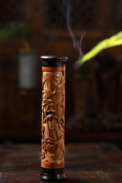 《荷蟹/和谐》竹雕香筒 商品图2