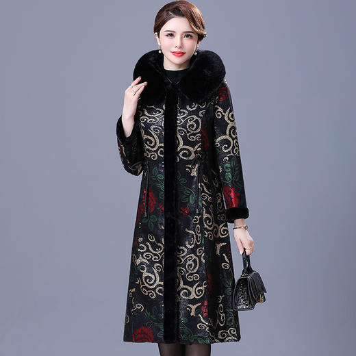 ALBB-冬新款女装中老年鹿皮绒皮毛一体大衣外套大毛领妈妈装双面穿棉服 商品图2