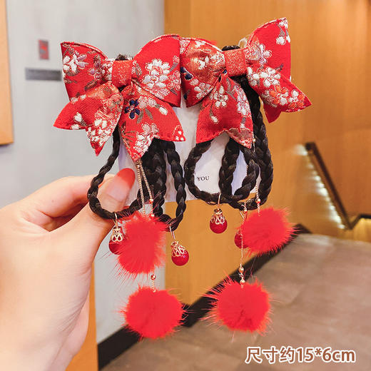 【新年款中国风，儿童古风发夹可爱加倍】中国风宝宝假发辫子，布艺包边不伤发，儿童古风发夹蝴蝶结发饰汉服头饰 商品图9