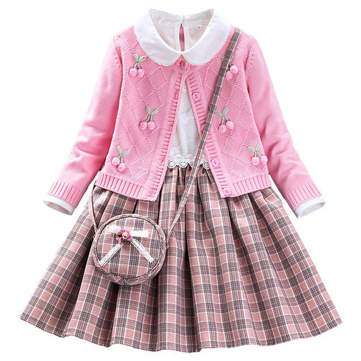 ALBL- 21043女童毛衣套装秋装新款小女孩连衣裙中小童时尚洋气公主裙加绒 商品图4