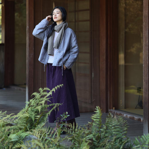 绽放973朵/【IP黄河记忆系列】亚麻色织新中式手工南瓜扣棉服棉衣 商品图1