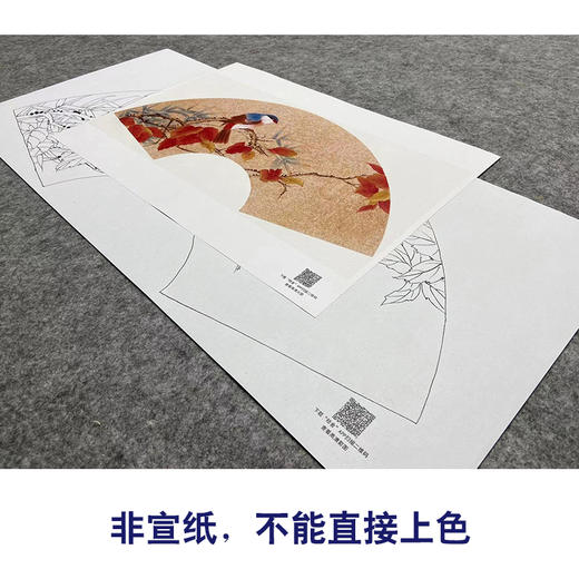 【大彩图】张建军工笔画白描底稿扇面小品红叶临摹勾线花鸟线稿A345 商品图2