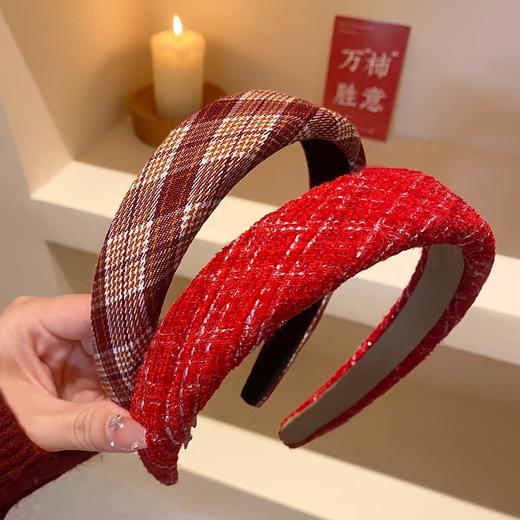 【红色新年发箍❗️带出高颅顶】全新升级包边红色新年发箍女过年，秋冬高颅顶防滑发卡圣诞发捆头饰QQ 商品图3