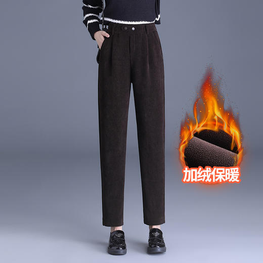 MYX-YBS-38111-L加绒保暖时尚宽松锥形裤2023年冬款松紧腰气质休闲九分哈伦裤 商品图0