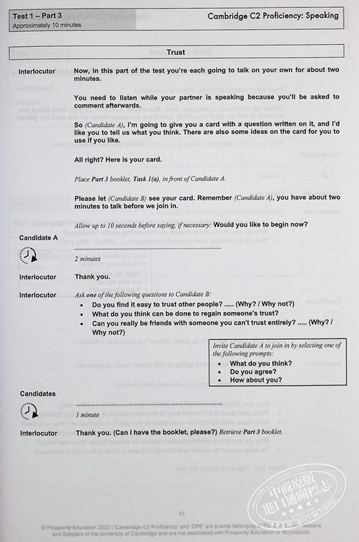 预售 【中商原版】Speaking CPE 10 practice tests Cambridge C2 Proficiency 口语提升 剑桥CPE考试C2等级10套模拟练习测试 2022 商品图6