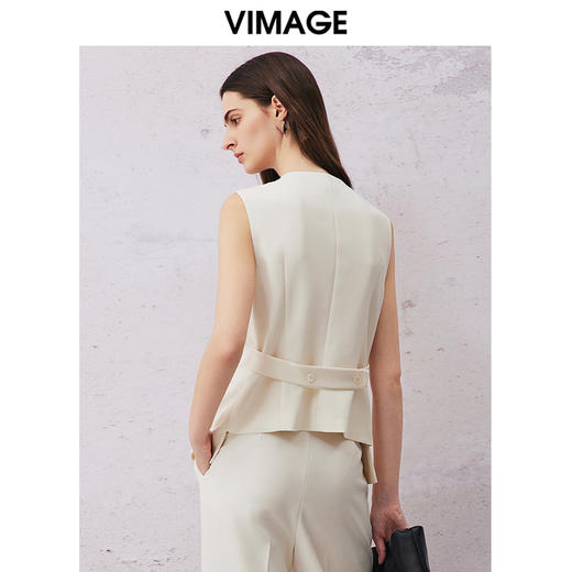 VIMAGE纬漫纪春季新款百搭马甲简约修身西装薄外套V2103730 商品图4