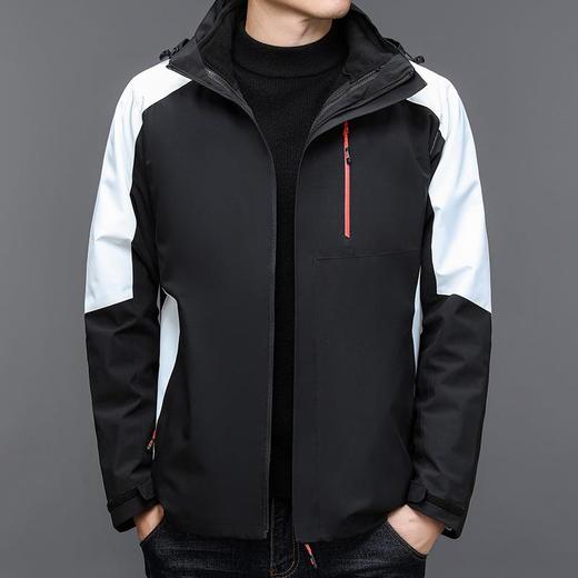 秋冬新款男士加绒三合一冲锋衣休闲连帽户外运动夹克外套上衣男装 商品图1