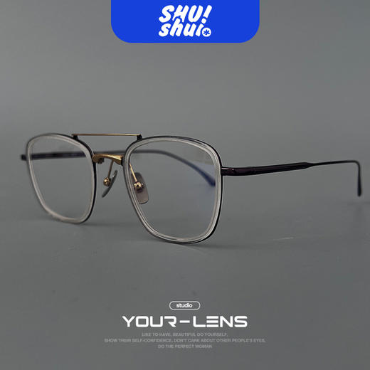 冲上云霄！设计师款出口品质飞行员双梁纯钛金胶精品眼镜框 搭配变色片或太阳镜片更酷炫 商品图0