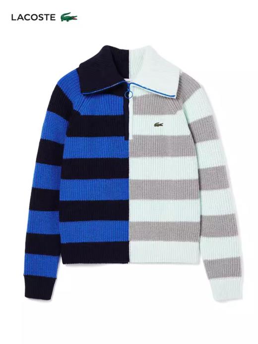 Lacoste法国鳄鱼女装新款时尚潮流复古拼色设计感针织衫AF0645-10 商品图0