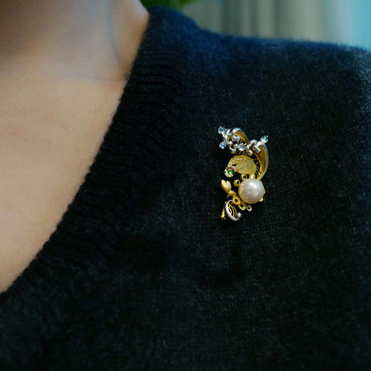 龢盒原创 翡翠珍‮海珠‬浪‮螃小‬蟹‮针胸‬吊坠二用 商品图3