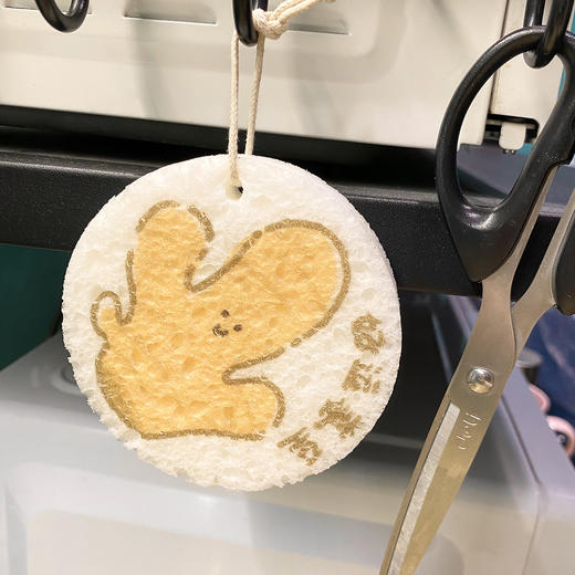 【好运姜至】压缩海绵洗碗巾清洁吸水卡通木浆百洁布 商品图2