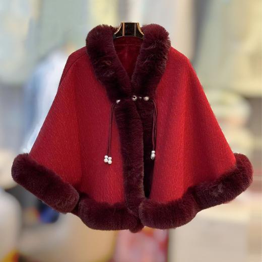 加绒加厚新款秋冬百搭披风外搭毛领保暖氛围毛披肩MLS130 商品图3