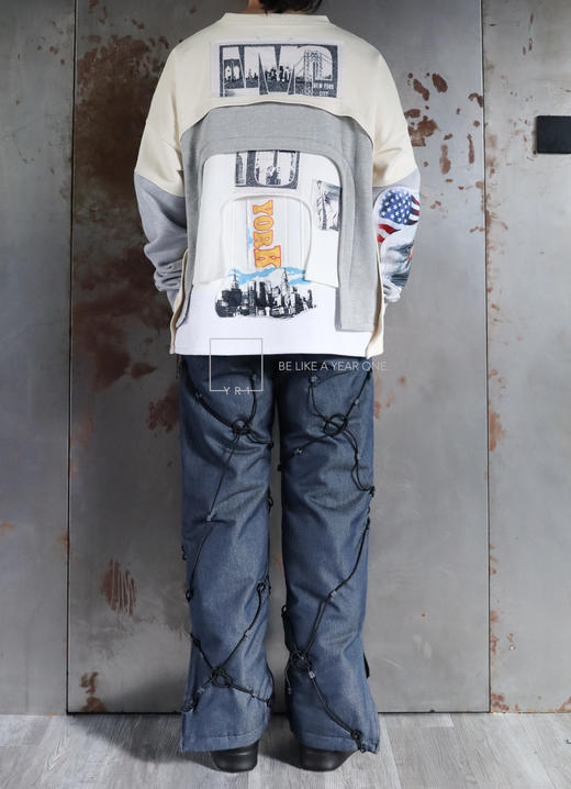 WHO DECIDES WAR｜蓝色绳结牛仔长裤 商品图2