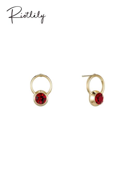 1F【Riotlily艾特里里】Riotlily/艾特里里新年系列耳环复古优雅红色钉坠镂空圆环新品女 商品图0