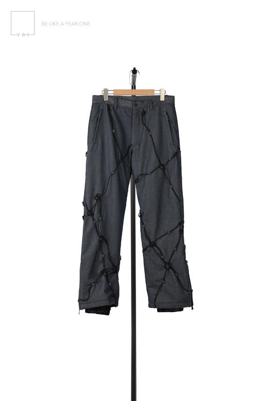 WHO DECIDES WAR｜蓝色绳结牛仔长裤 商品图4