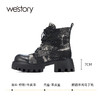 westory冬季新款牛皮优雅复古马丁靴高跟短靴女W23DS83131 商品缩略图3