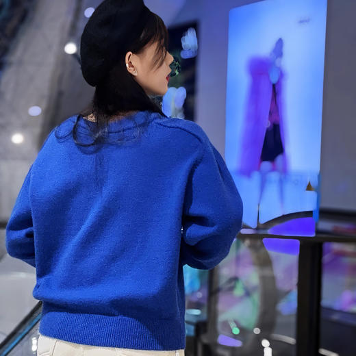 106WSV领基础毛织上衣31016（蓝） 冬季 306064032105 商品图3
