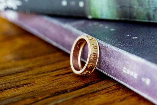 18K玫瑰金观音心咒戒指 特价 商品图0