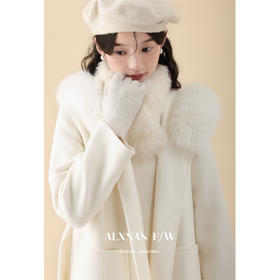 鹿向南《元气少女》杏色单面毛呢外套女秋冬2023新款气质毛领大衣