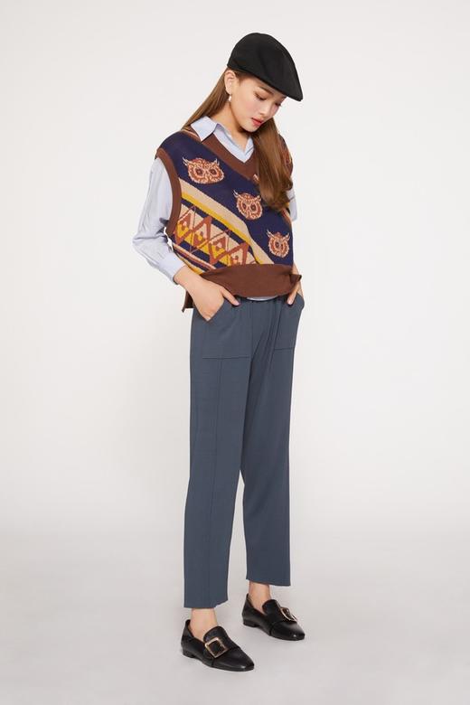 HAYES 复古文艺咖色猫头鹰针织马甲 9490 商品图4