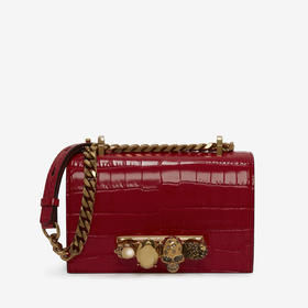 ALEXANDER MCQUEEN 亚历山大.麦昆 女士压花鳄鱼小牛皮迷你宝石提挎包 红色 653134 1HB00 6013