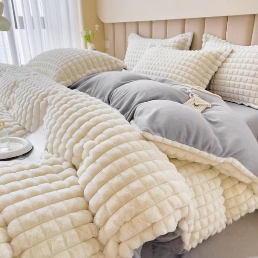 冬季珊瑚绒加厚双面绒法兰绒A类泡芙格兔绒四件套牛奶绒 商品图1