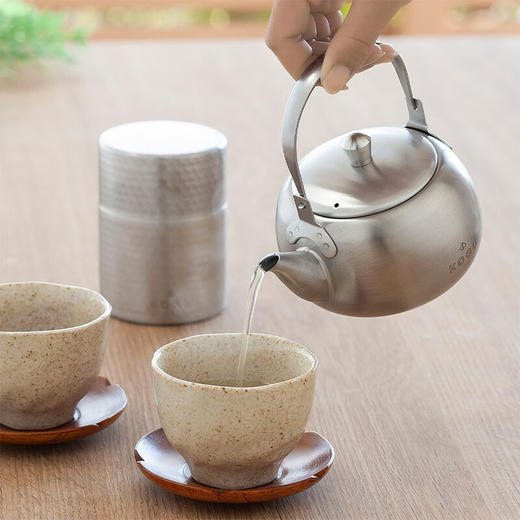 日本吉川下村KOGU银色不锈钢茶壶 500ml 茶叶罐200g 商品图5
