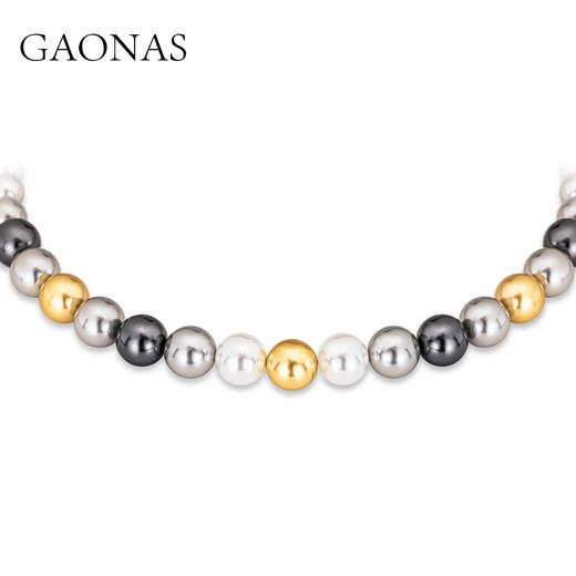 GAONAS 坠链均925银仿珍珠 时尚百搭日常多彩珍珠满串项链10140XX 商品图2